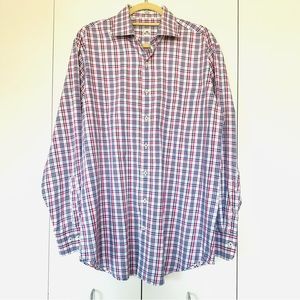 PETER MILLAR Multicolor Check Button Down Collar Long Sleeve Cotton Shirt L